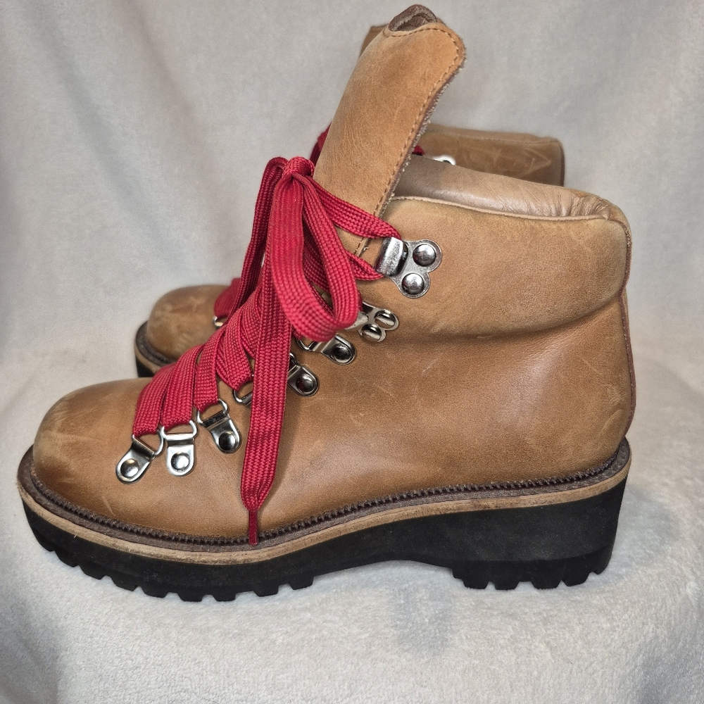 Jeffrey Cambell Explorer Hiking Boot Nubuck Leather SIZE 5.5 Alpine Heritage Red - Picture 10 of 11